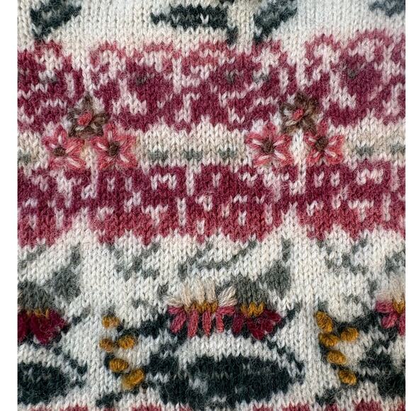 Susan Bristol Embroidered Cardigan Wool Floral Medium - Picture 4 of 5